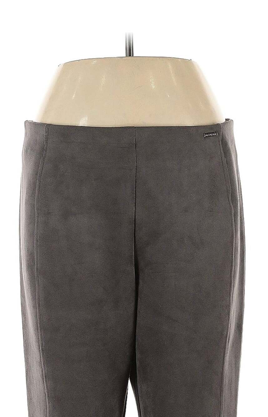 Tahar! Women's Brown Poly-Spandex Pull-On Suede Pants Size L
